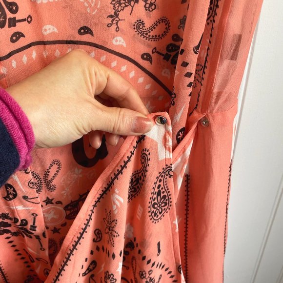 Diesel Sleeveless Peach Color Dress with Black Paisley and Screw Print - Size M - Picture 9 of 10